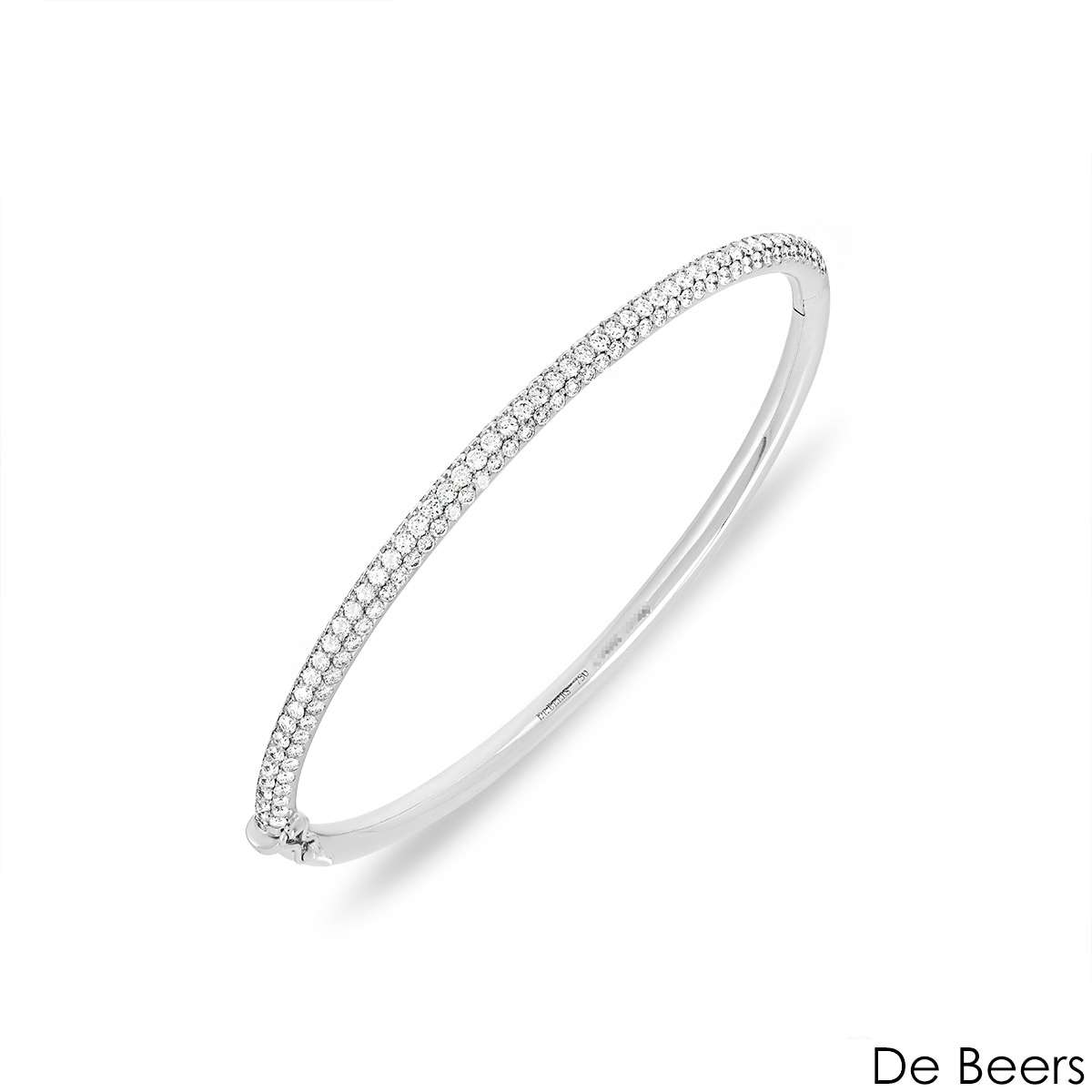 De Beers White Gold Classic Diamond Three Row Bangle B102120 De Beers White Gold Classic Diamond Three Row Bangle B102120